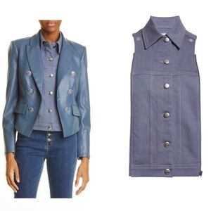 Veronica Beard Stretch Denim Slate Dickey Insert Coronet Blue Button Zip 00-14